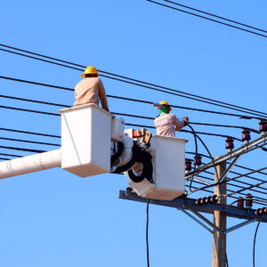 bucket truck in the air